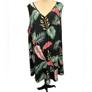 SHEIN Curve Plus Size Tropical Print V-Neck Tank Dress or Beach Cover Up 24-26W.